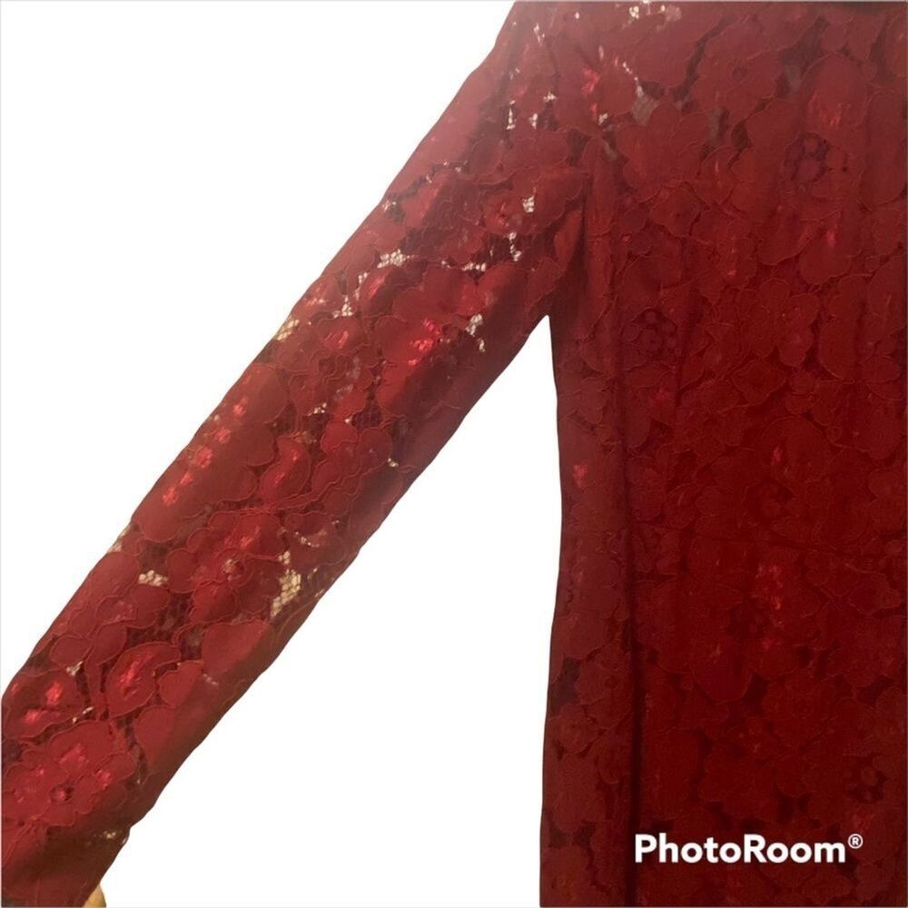 Betsey Johnson Red Floral Lace Bodycon Dress Size 12 NWT - Picture 6 of 10